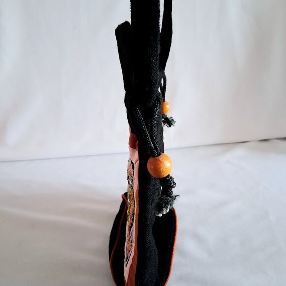 Black Canvas Sequined Elephant Purse - Picture 5 of 10